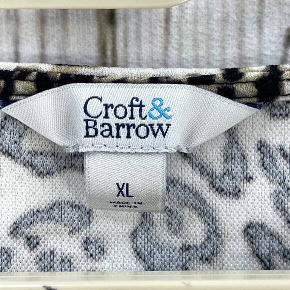 Croft Barrow Top Women Size XL Brown Cheetah Print Short Sleeve Round Neck Y2K - Picture 4 of 7